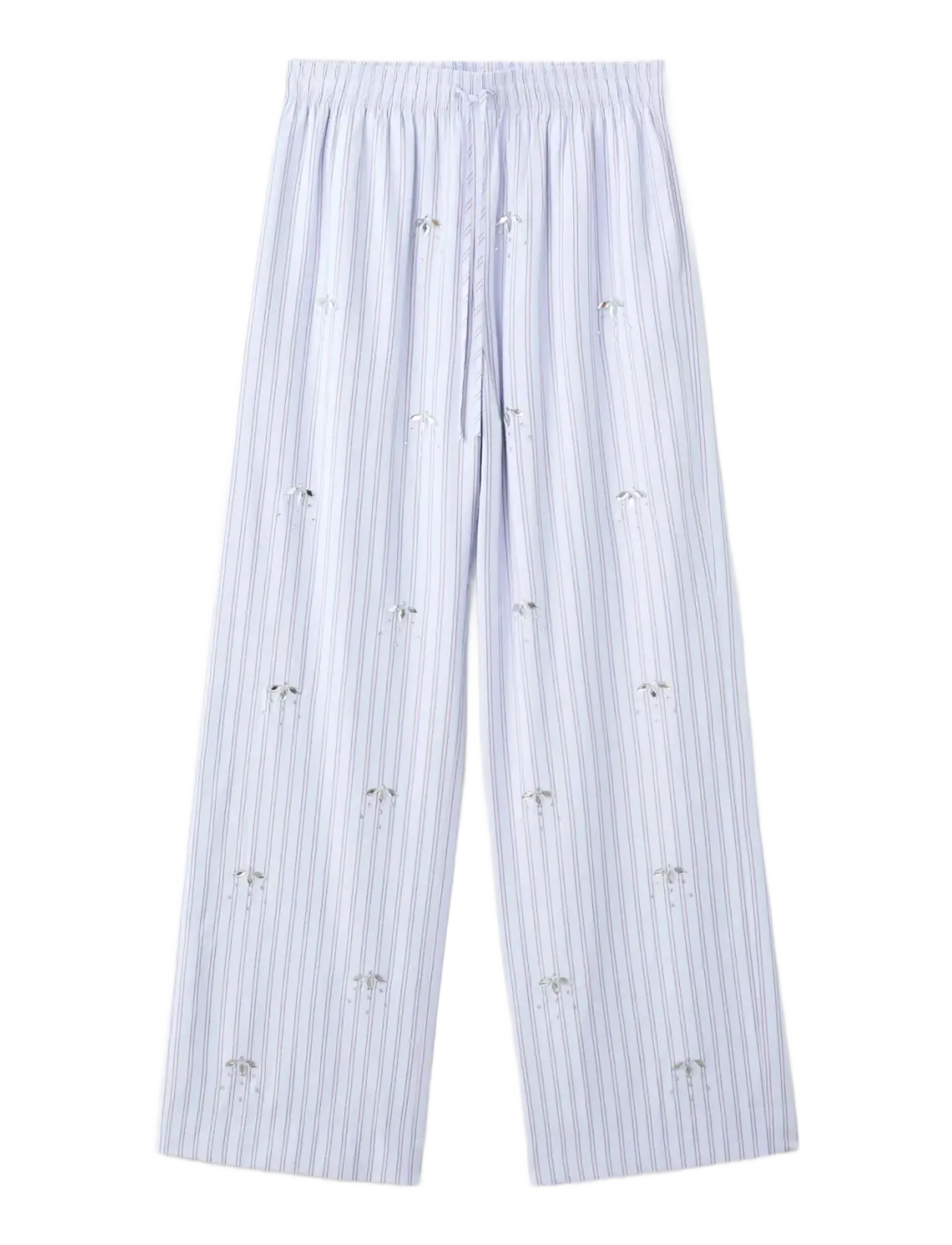 MANGO Gestreift Hosen With Bead Detailing Blau - S - Damen