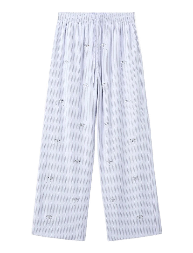 Mango - Striped trousers with bead detailing - bukser med lige ben - lt-pastel blue - 1