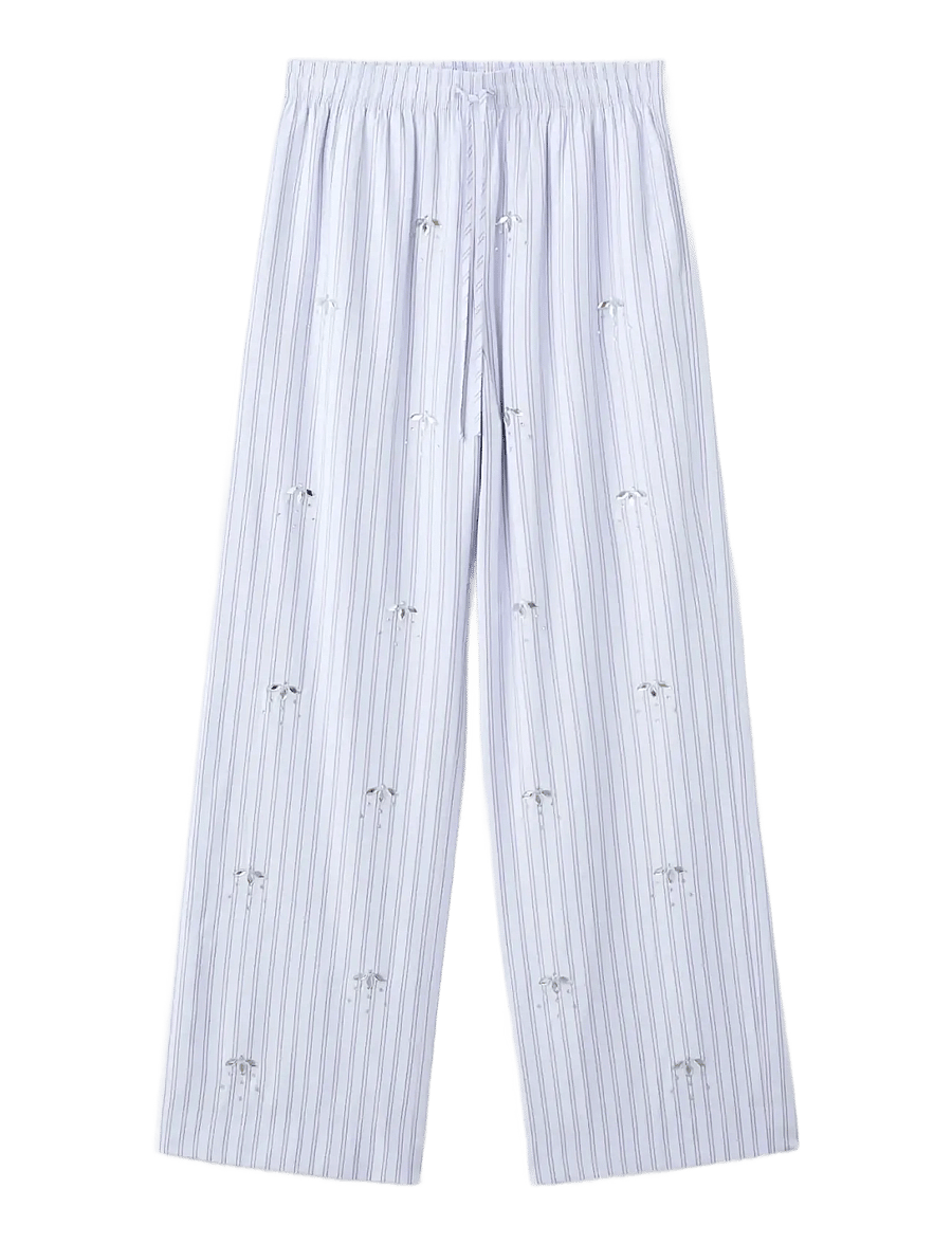Mango - Striped trousers with bead detailing - bukser med lige ben - lt-pastel blue - 1