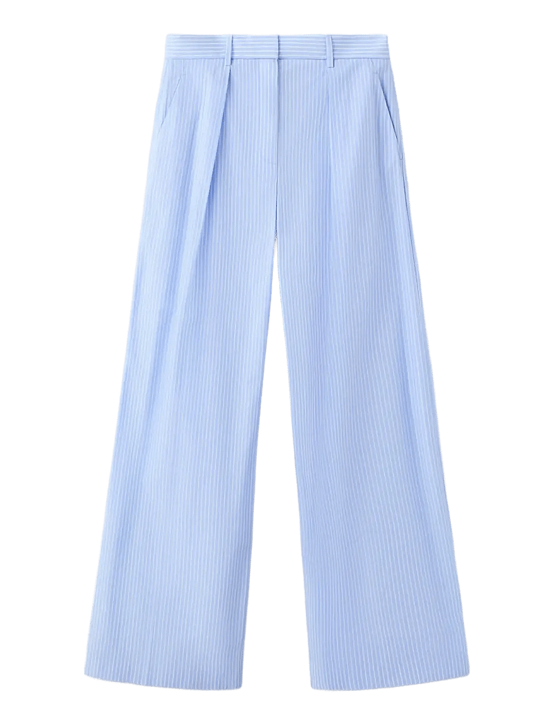 Mango - Pinstripe lyocell trousers - hosen mit weitem bein - medium blue - 1