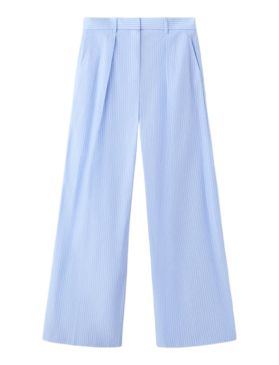 Mango - Pinstripe lyocell trousers - bukser med brede ben - medium blue - 1