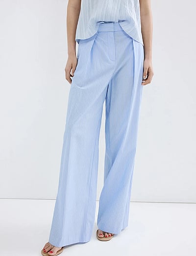 Pinstripe Lyocell Trousers - Bukser Med Brede Ben