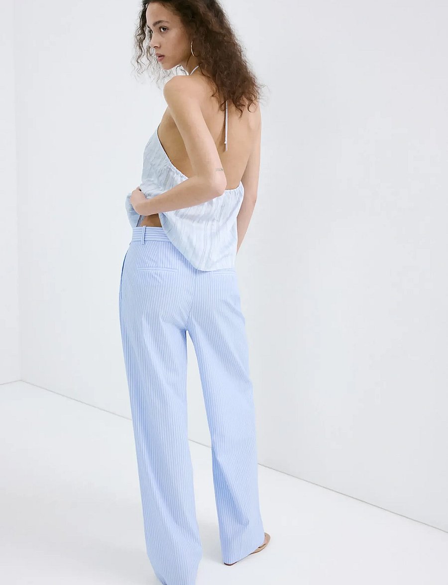 Mango - Pinstripe lyocell trousers - bukser med brede ben - medium blue - 2