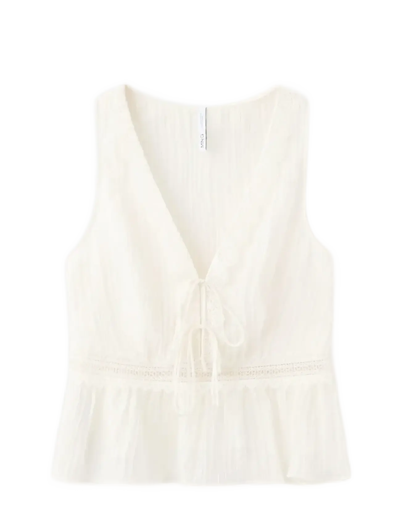 MANGO Lyocell Oberteil With Contrasting Trim Beige - M - Damen