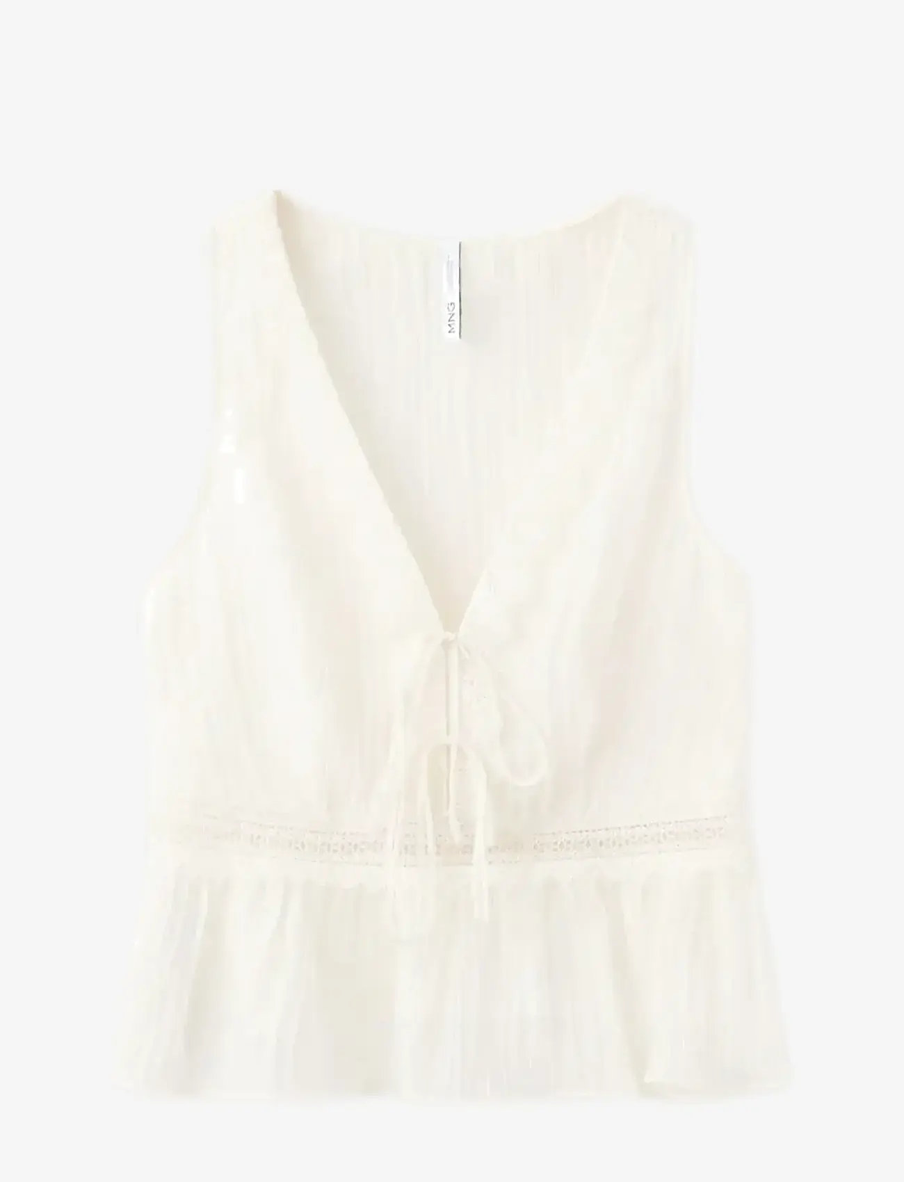 Mango - Lyocell top with contrasting trim - tanktops - light beige - 1