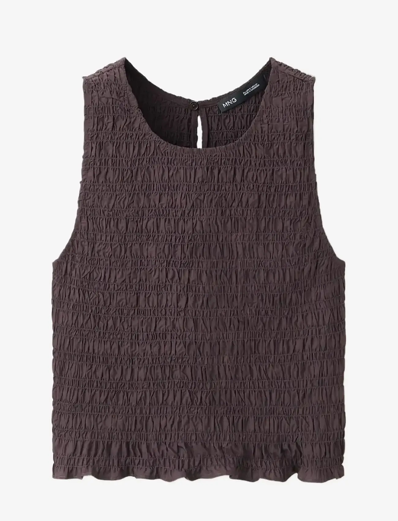 Mango - Terry cotton top - crop tops - dark brown - 1