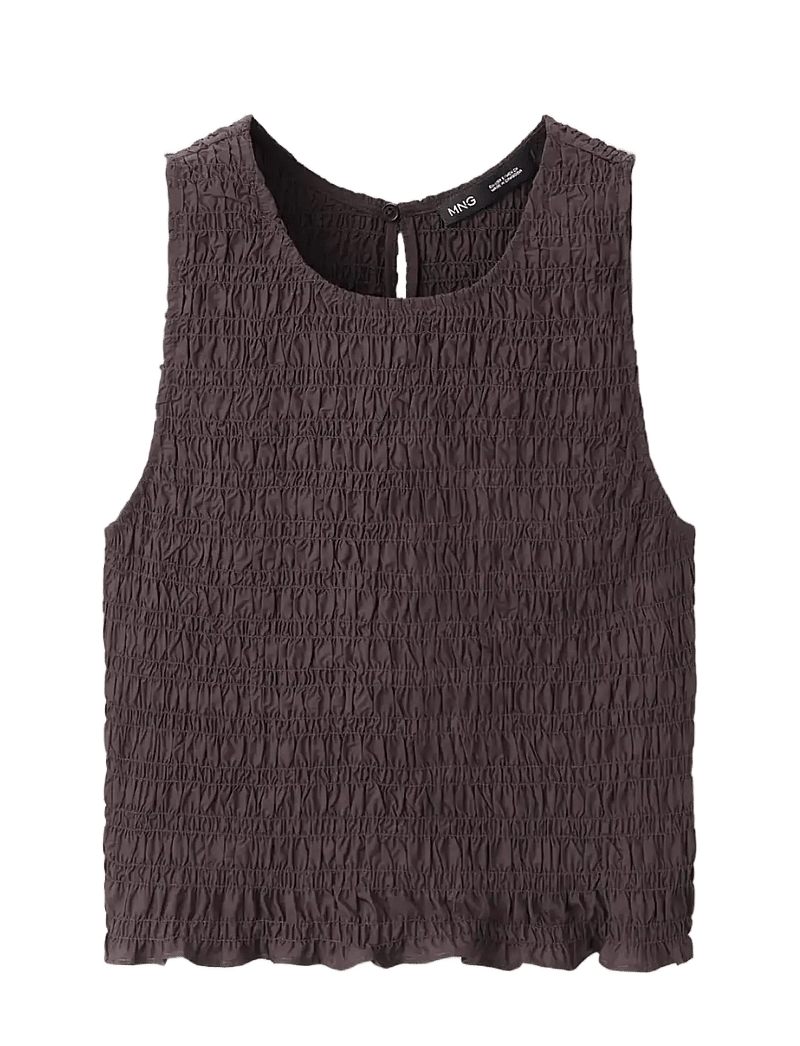 Mango - Terry cotton top - crop tops - dark brown - 1