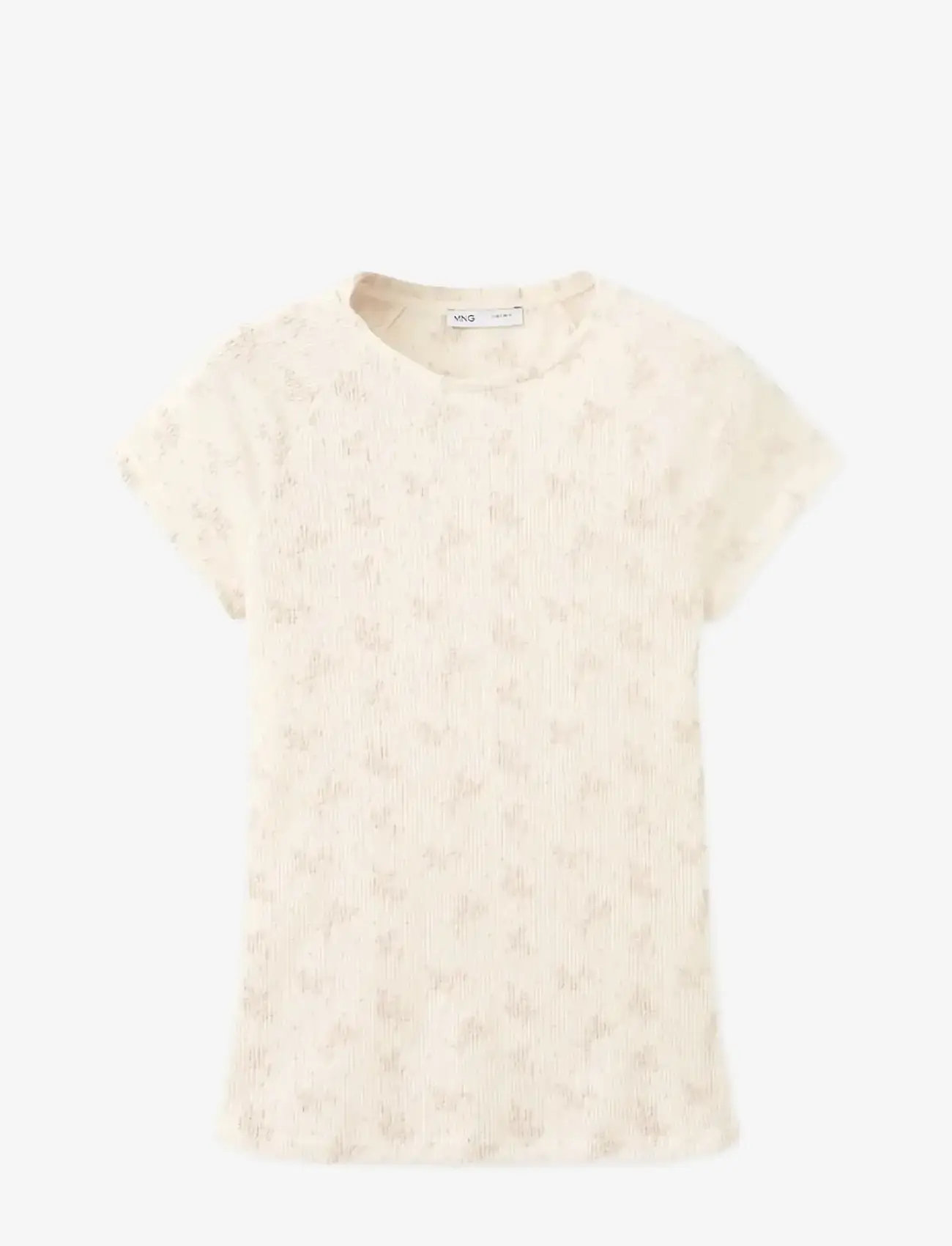 Mango - T-shirt with raised embroidered details - t-shirts - light beige - 1