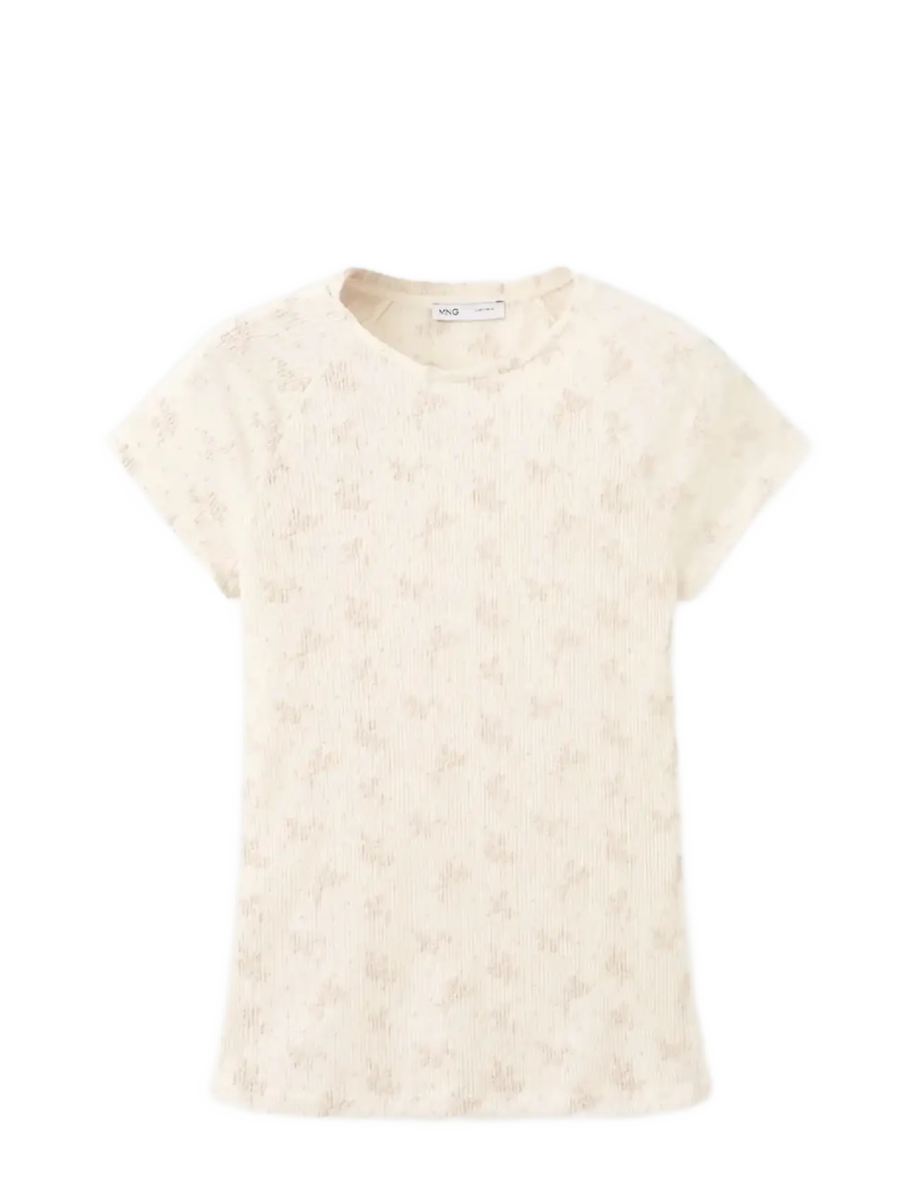 Mango T-shirt with raised embroidered details - Nyheder - LIGHT BEIGE / beige