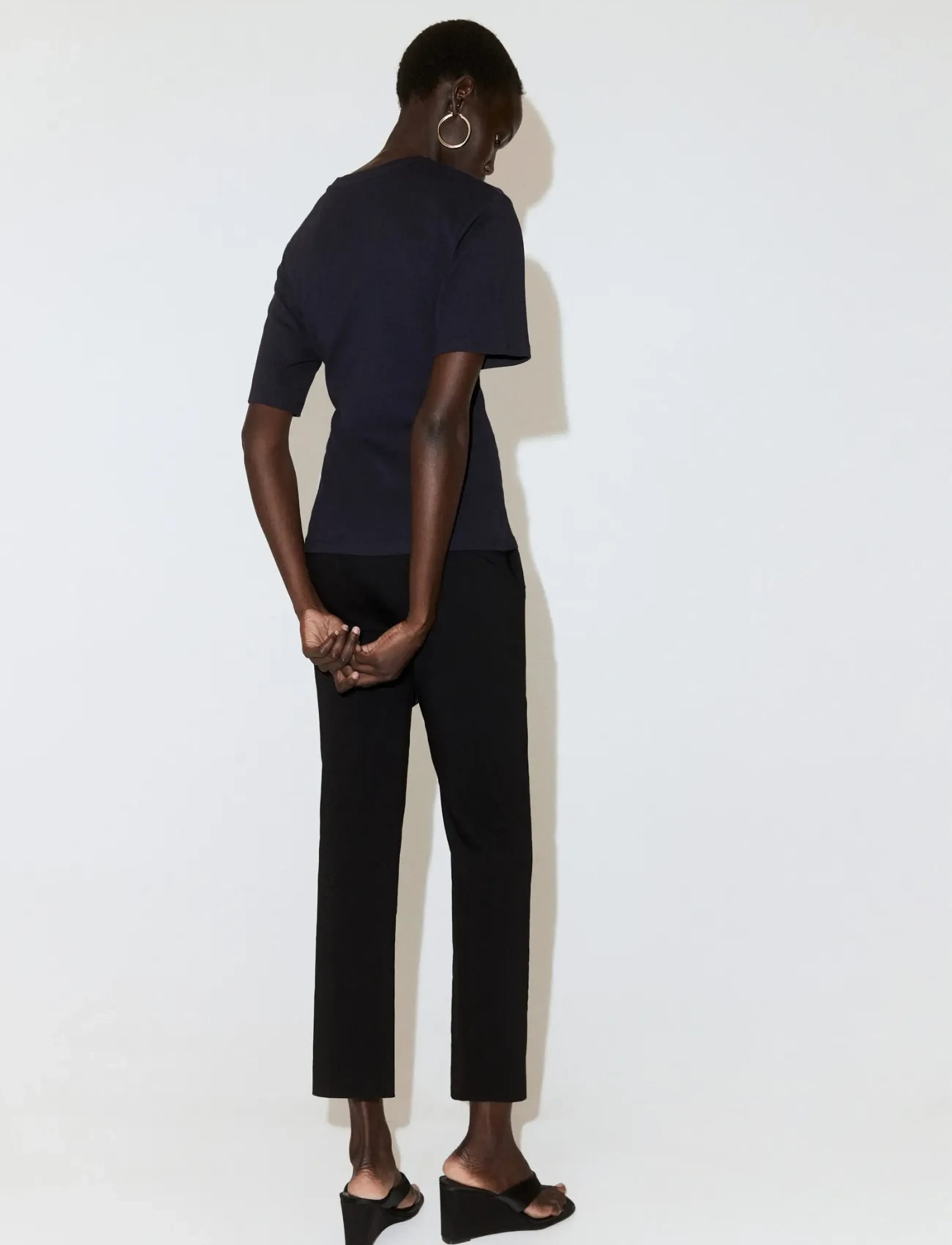 Mango - Cotton T-shirt with side bow - t-shirts - navy - 2