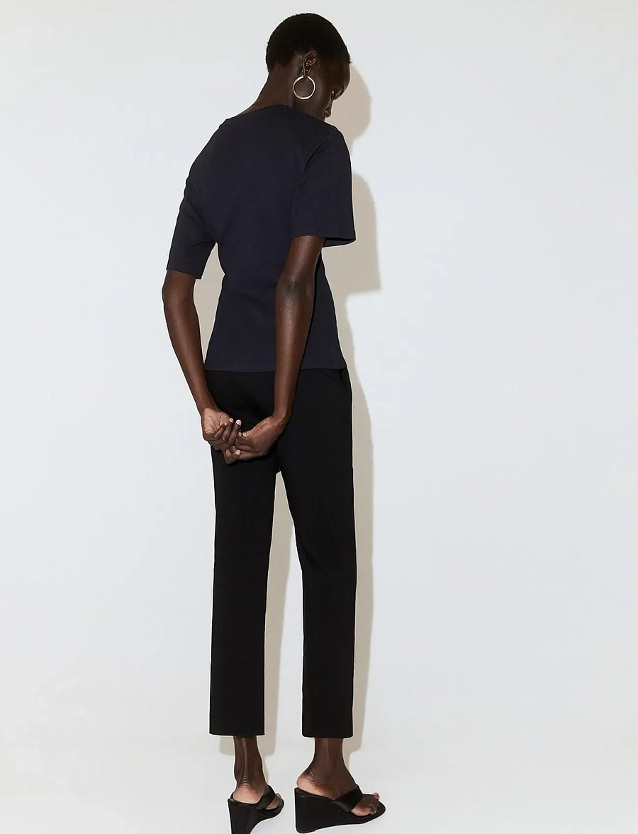 Mango - Cotton T-shirt with side bow - t-shirts - navy - 2