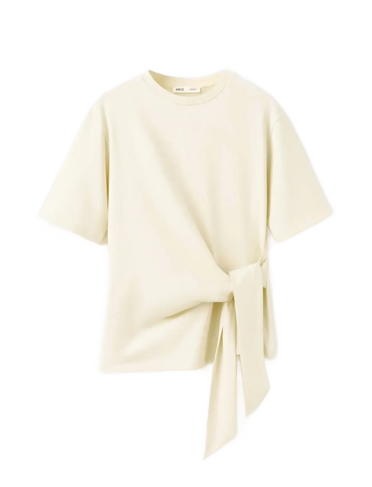 MANGO Baumwolle T-Shirt With Side Bow Gelb - XS - Damen