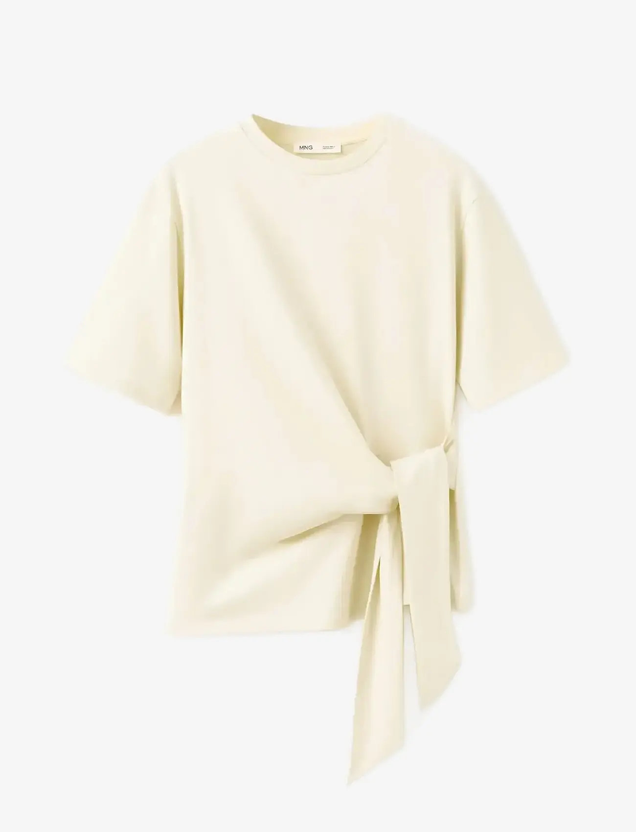 Mango - Cotton T-shirt with side bow - t-shirts - yellow - 1