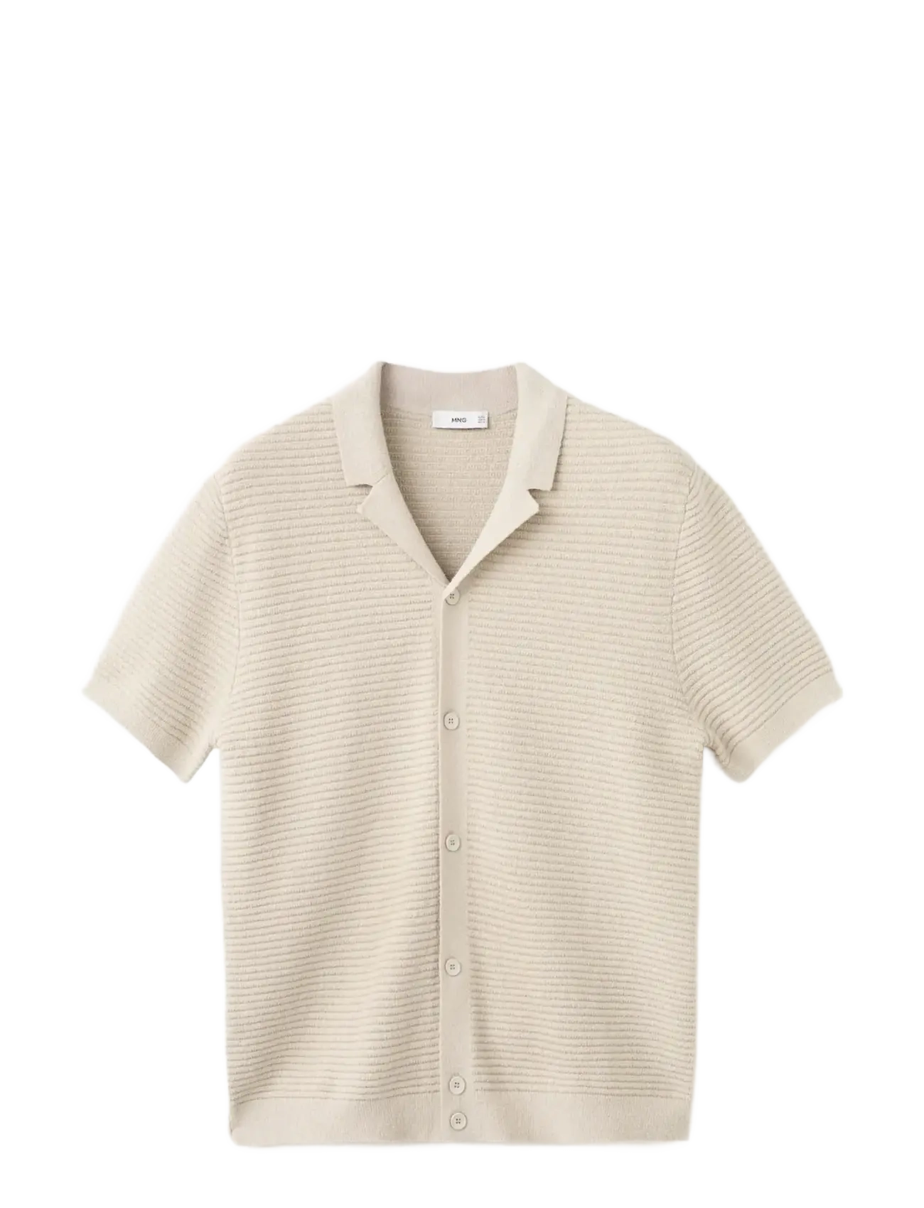 MANGO Bowling Collar Strick Shirt Beige - M - Herren