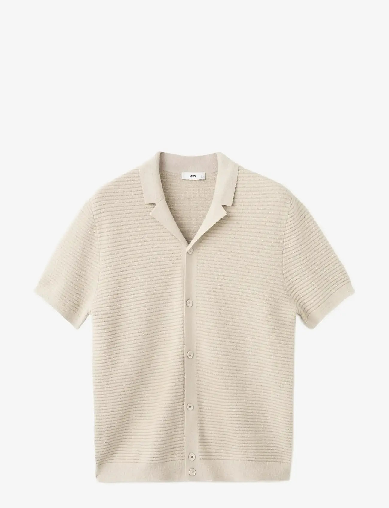 Mango - Bowling collar knitted shirt - polostrik - lt pastel brown - 1