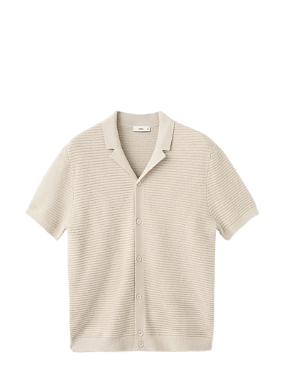 Bowling Collar Knitted Shirt - KortæRmede Poloer