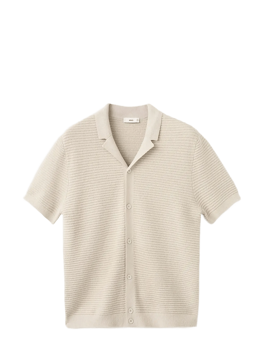 Mango - Bowling collar knitted shirt - langärmlige strick-polohemden - lt pastel brown - 1