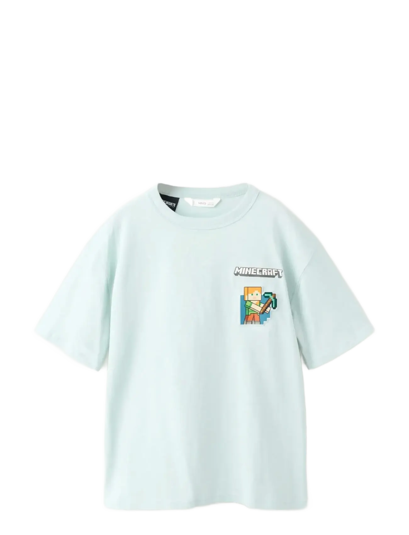 MANGO Minecraft Baumwolle T-Shirt Blau - 9-10 - Kinder