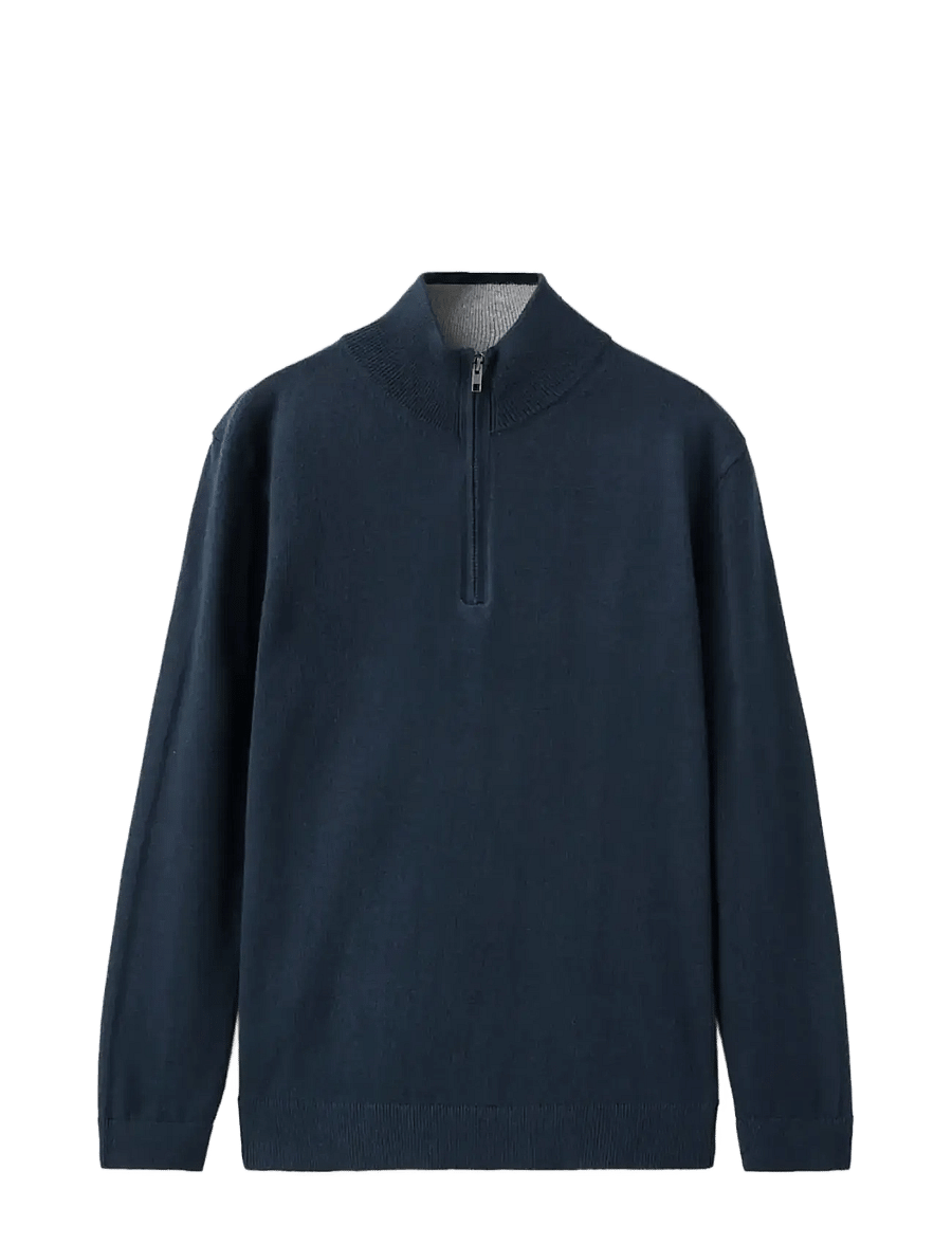 Mango - Zip neck jumper - stickade tröjor - navy - 0