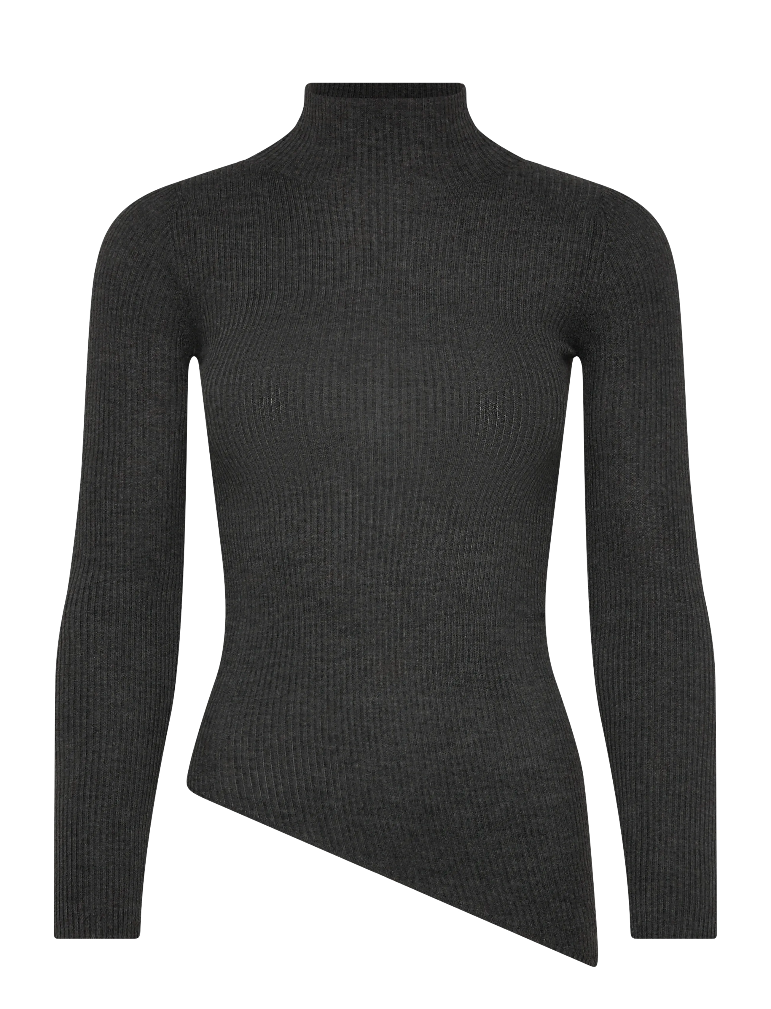 Mango Sweater with asymmetrical turtleneck - Pooloneuleet - CHARCOAL / grey