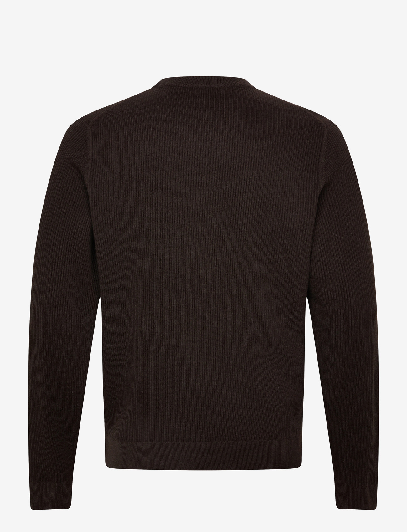 Mango - Fine rib-knit cotton sweater - rundhalsad - dark brown - 1