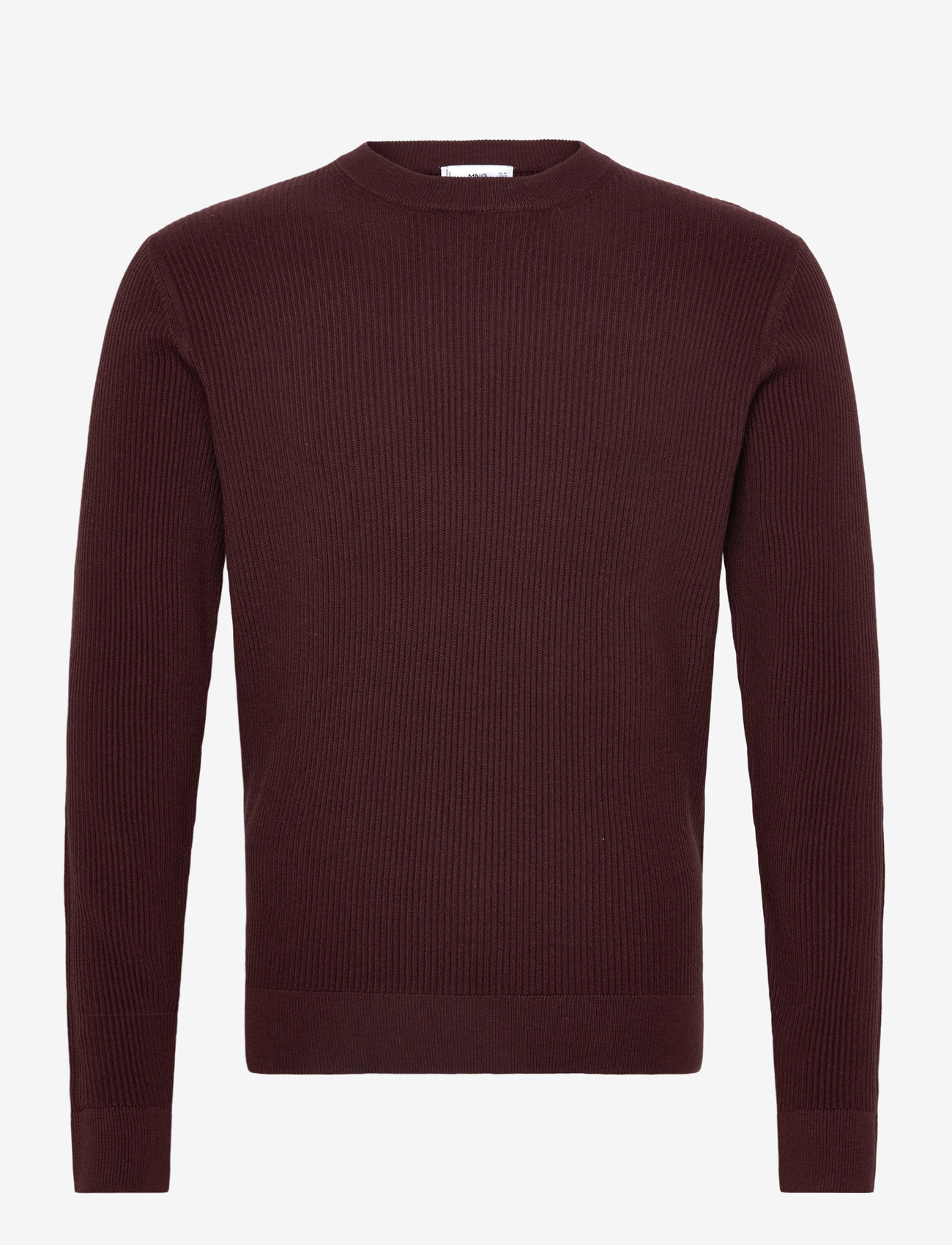 Mango - Fine rib-knit cotton sweater - rundhals - dark red - 0
