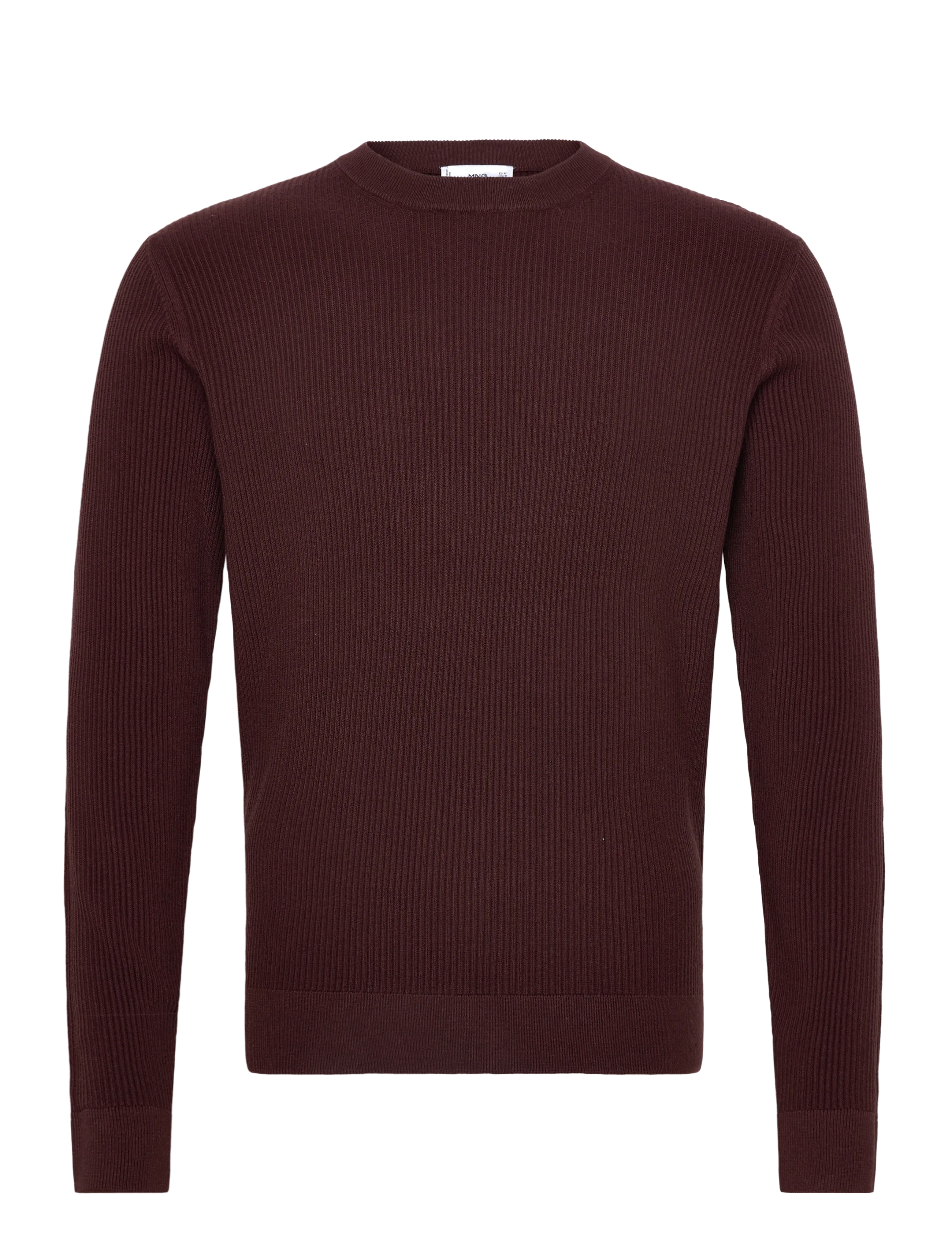 Mango Fine rib-knit cotton sweater - Strik - DARK RED / burgundy