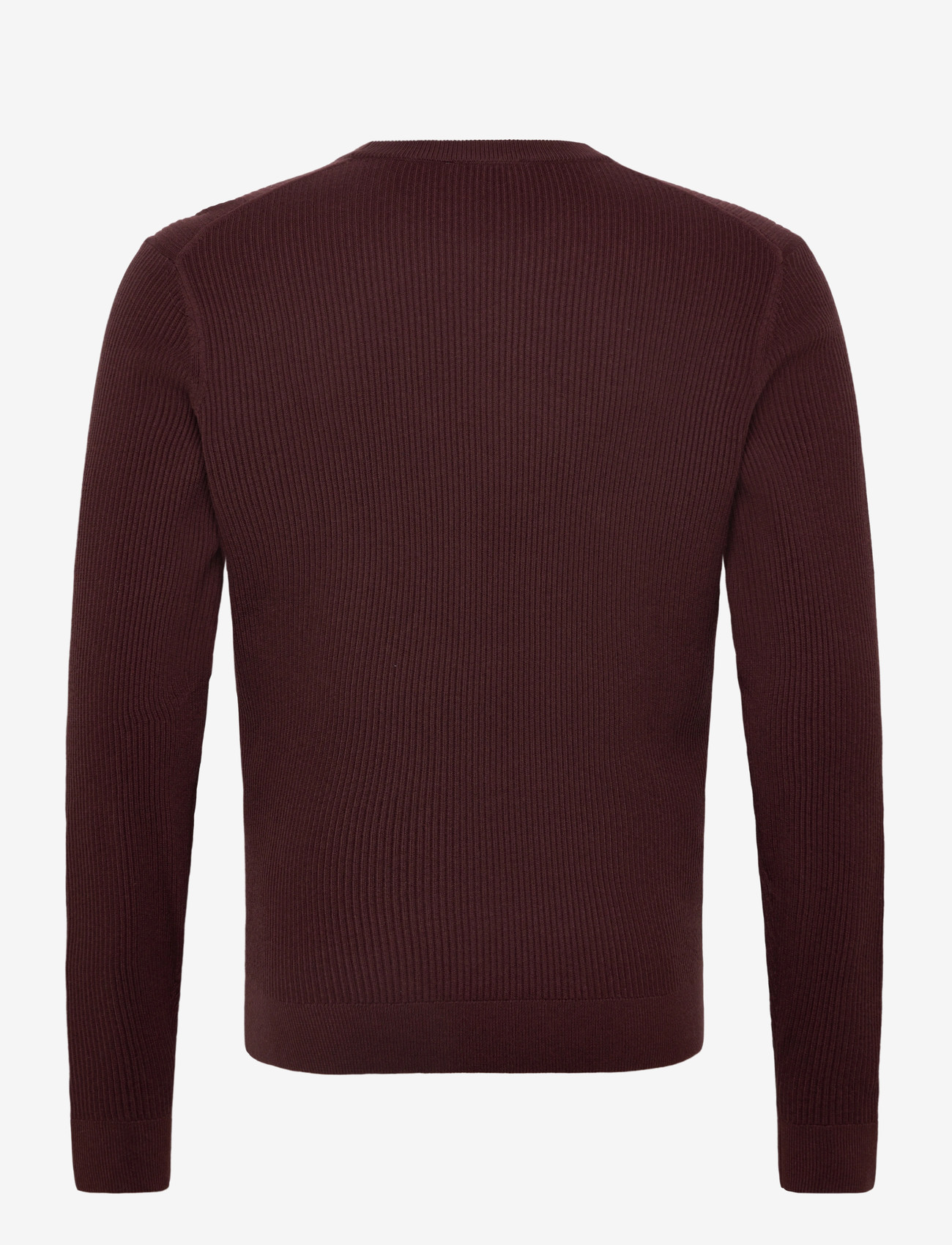 Mango - Fine rib-knit cotton sweater - rundhals - dark red - 1
