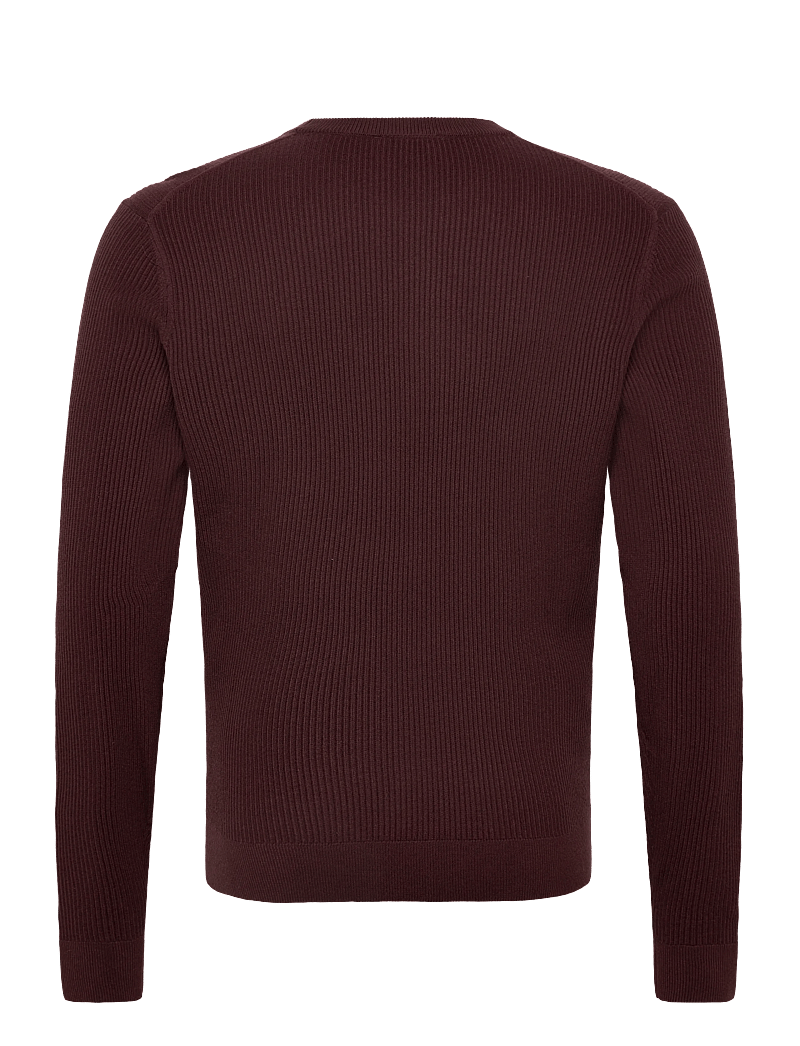 Mango - Fine rib-knit cotton sweater - rundhals - dark red - 1