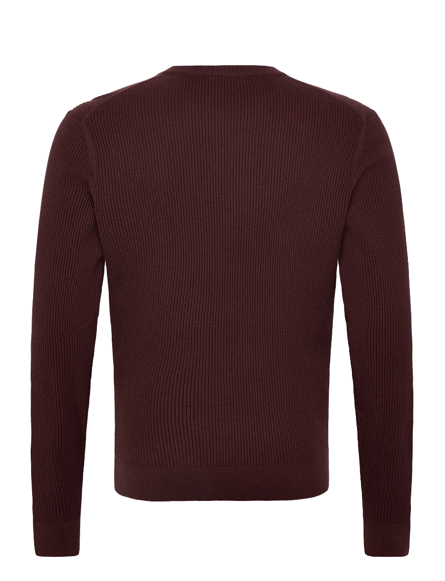 Mango - Fine rib-knit cotton sweater - rund hals - dark red - 2