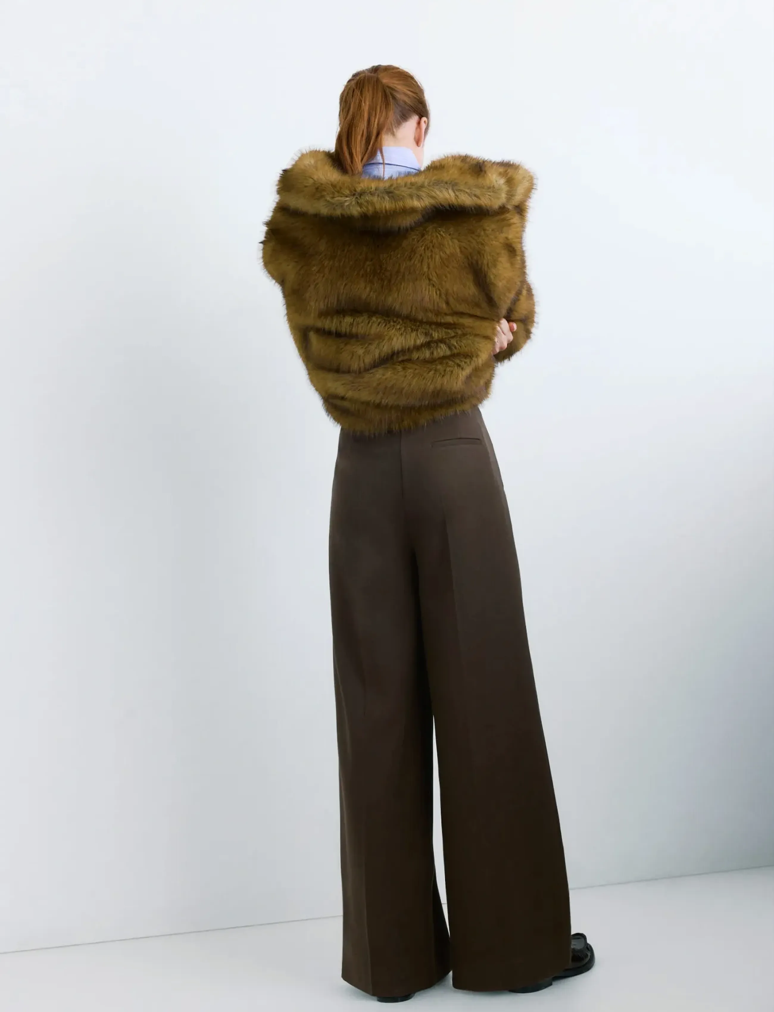 Mango - Wide leg mid-rise pleated trousers - peoriided outlet-hindadega - dark brown - 2