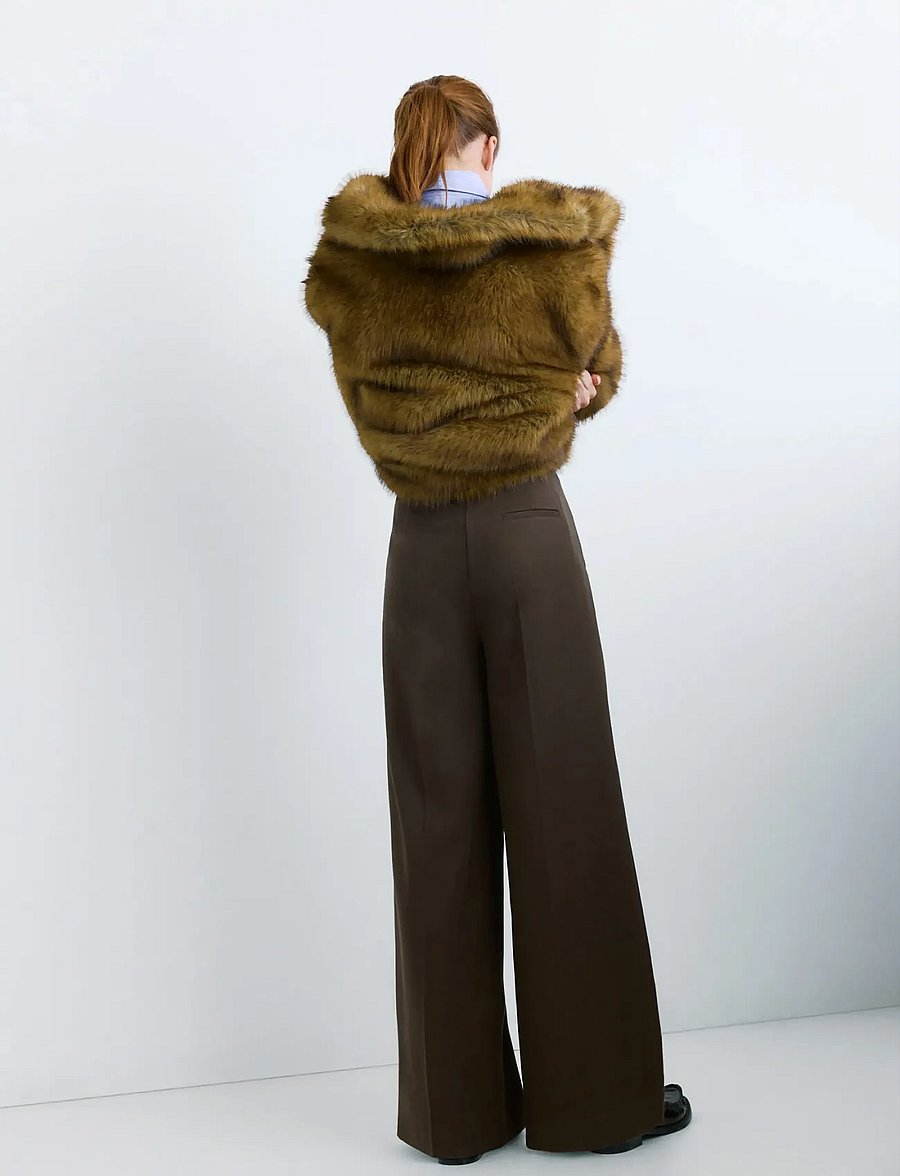 Mango - Wide leg mid-rise pleated trousers - bukser med brede ben - dark brown - 2