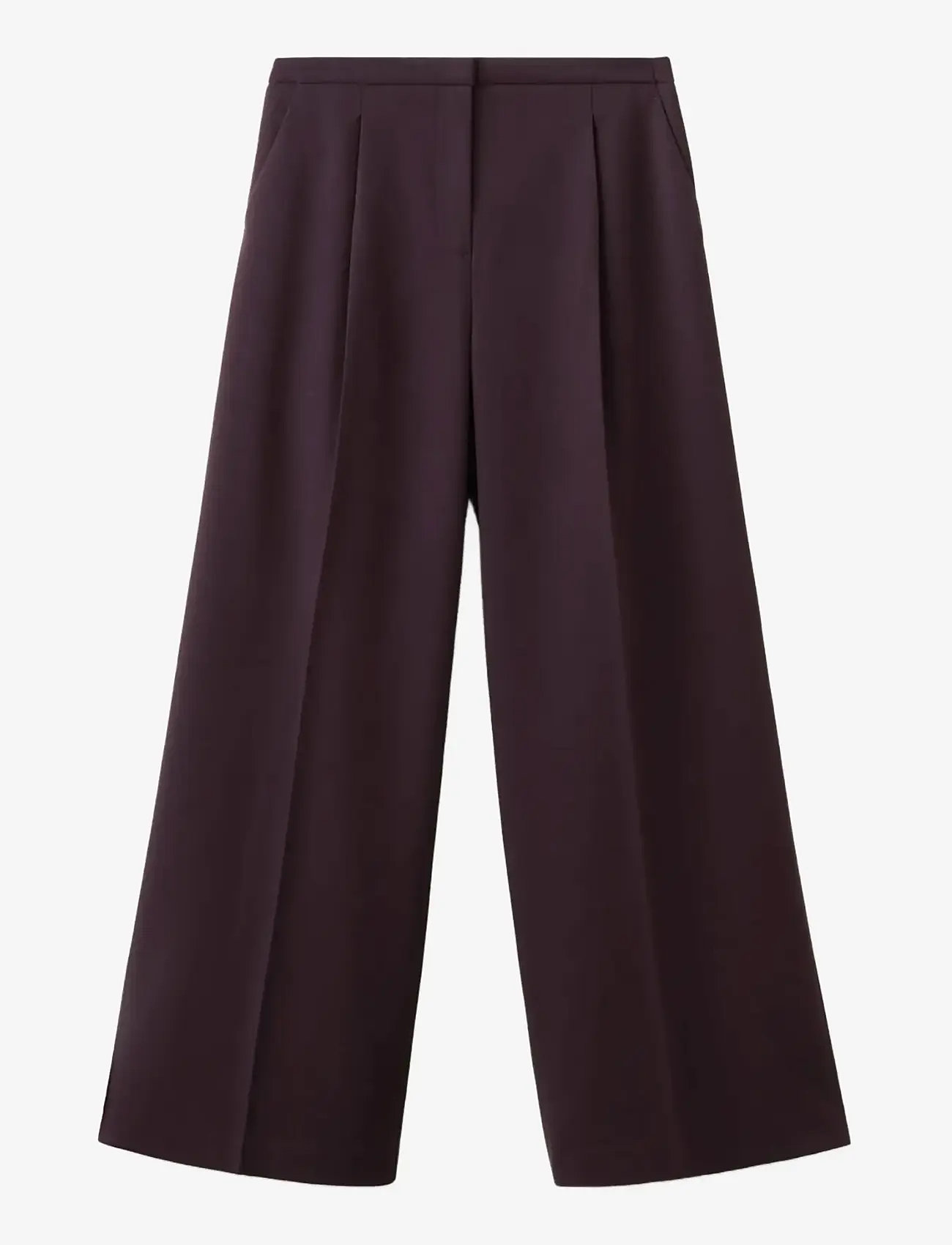 Mango - Wide leg mid-rise pleated trousers - festmode zu outlet-preisen - dark red - 1