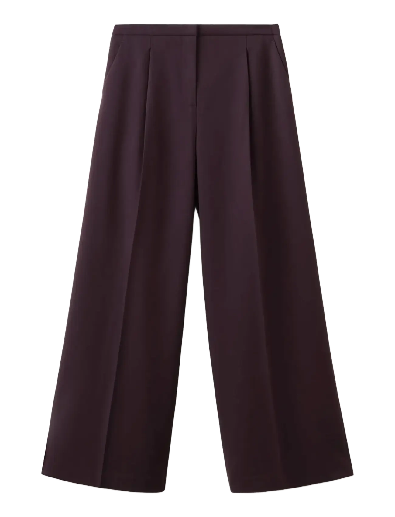 Mango Wide leg mid-rise pleated trousers - Püksid - DARK RED / purple