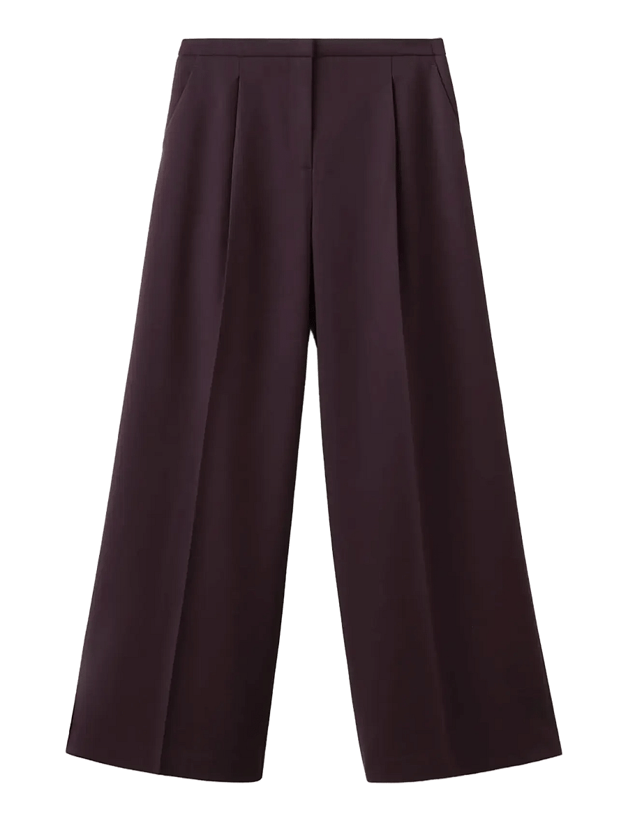 Mango - Wide leg mid-rise pleated trousers - bukser med brede ben - dark red - 1