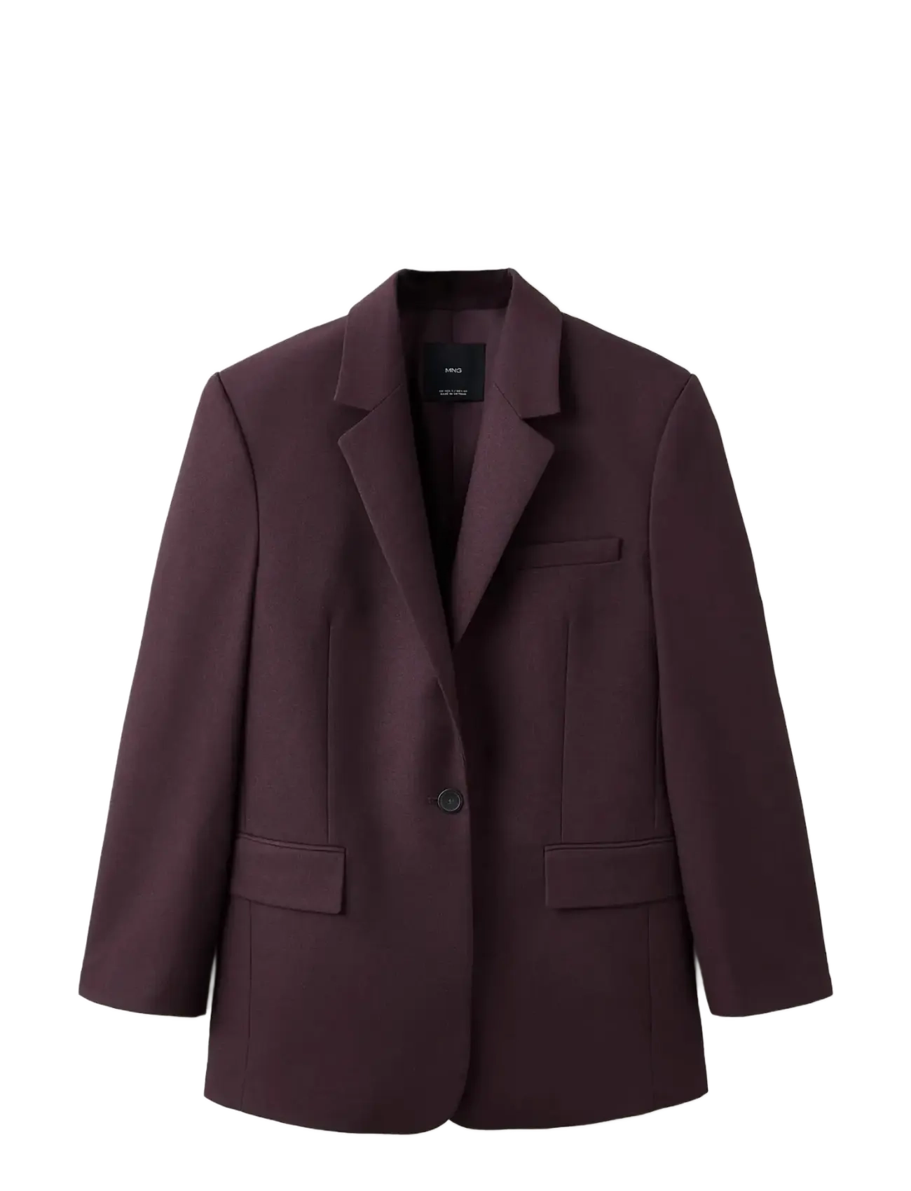 MANGO Straight Anzug Jacke With Lapel Pockets Burgundy - XS - Damen