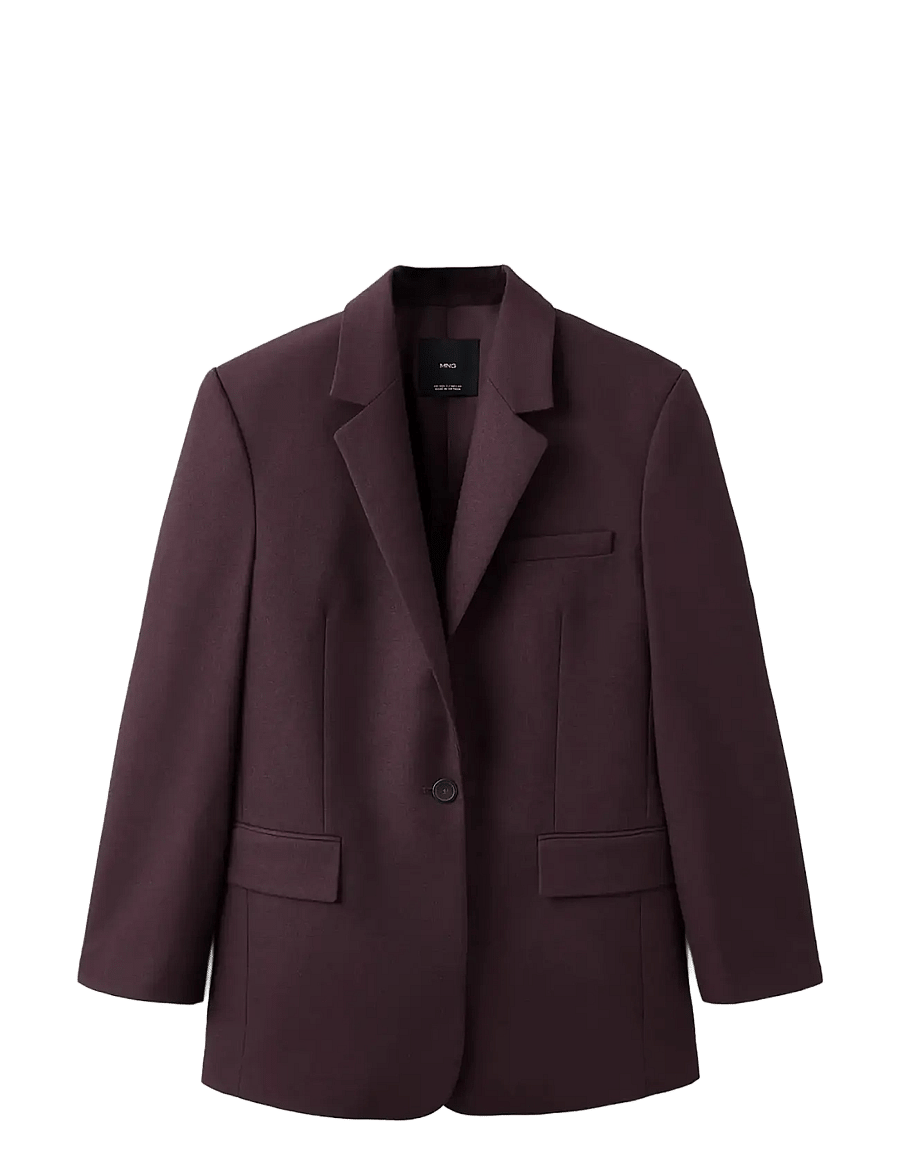 Mango - Straight suit jacket with lapel pockets - enkelknäppta kavajer - dark red - 1