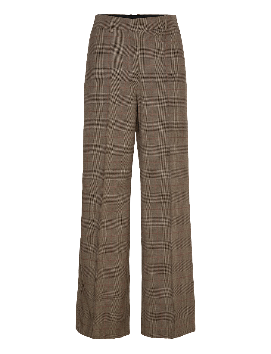 Mango - Wool-blend check trousers - kostymbyxor - brown - 1