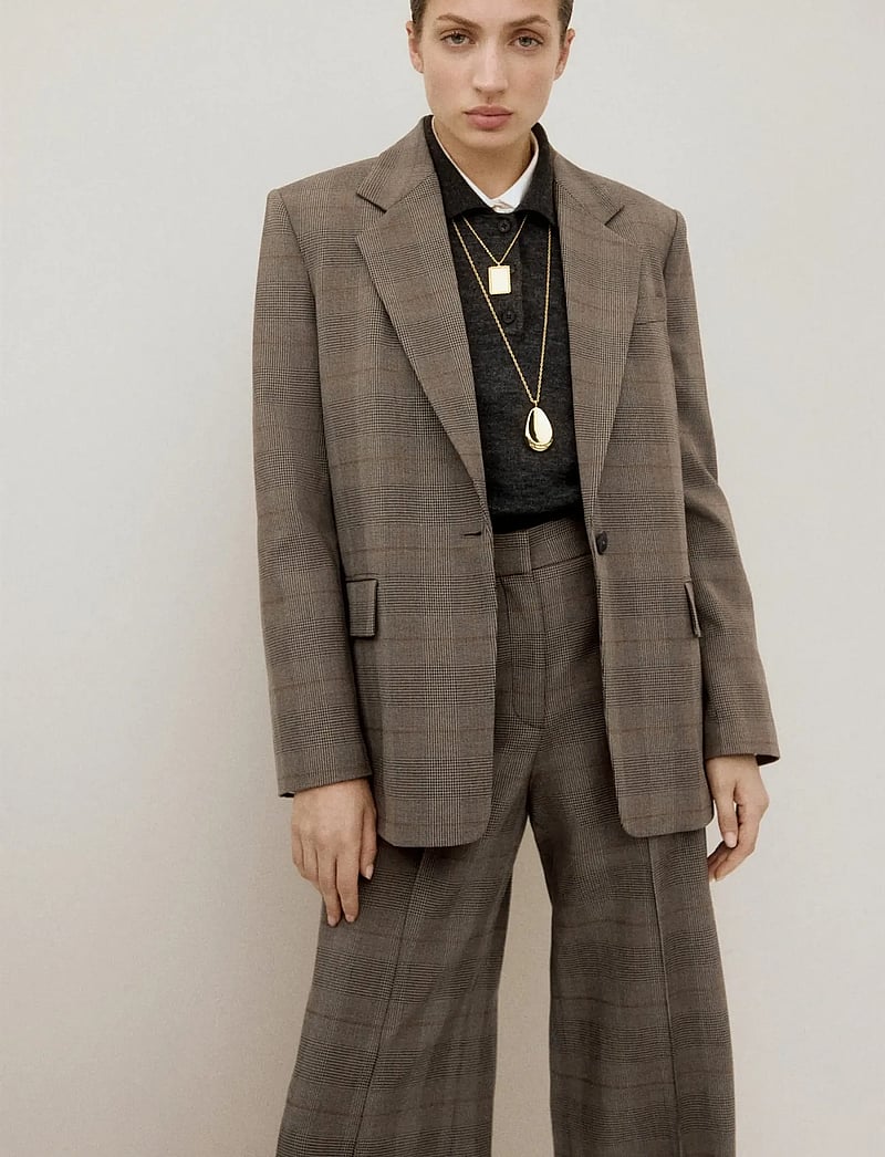 Mango - Wool-blend check trousers - formell - brown - 0