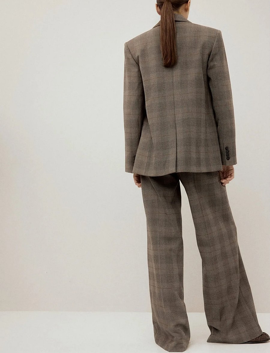 Mango - Wool-blend check trousers - kostymbyxor - brown - 3