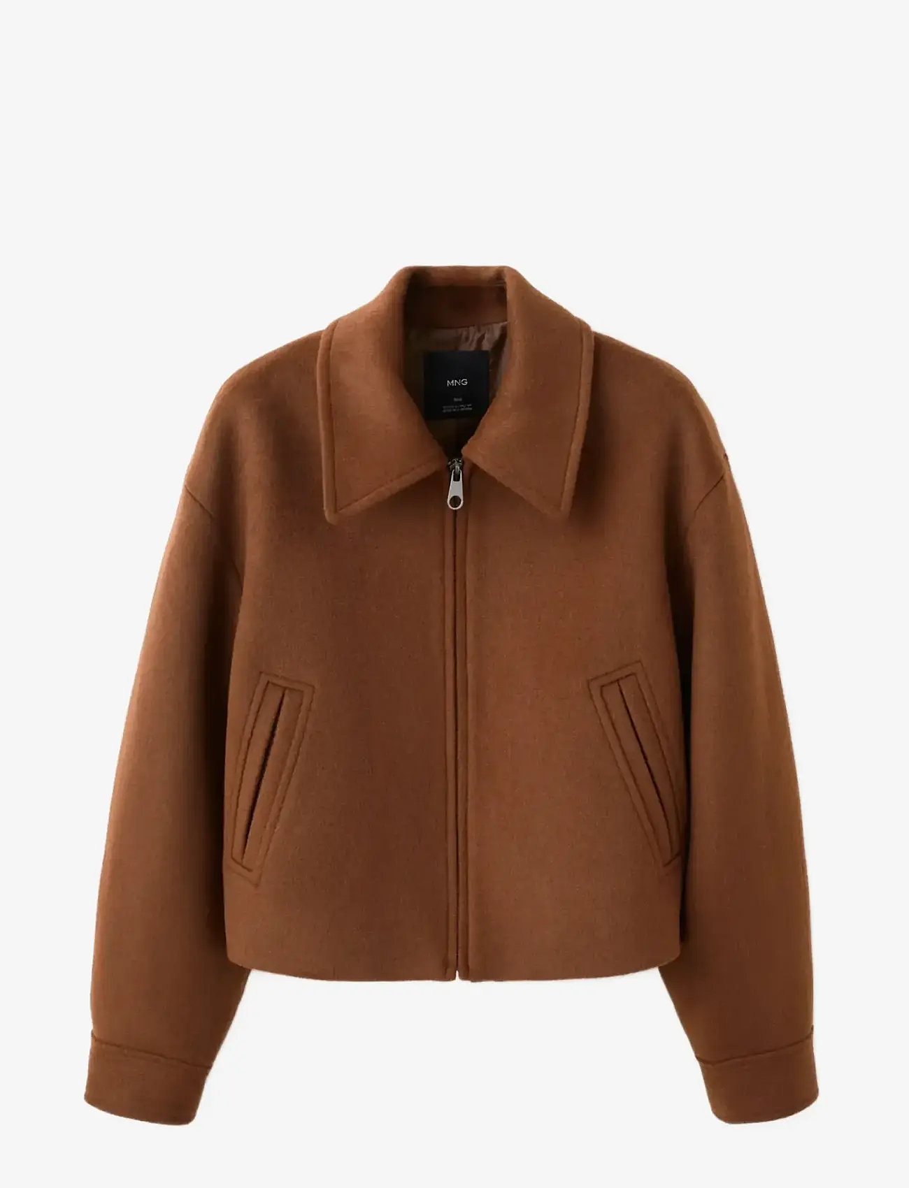 Mango - Wool jacket with shirt collar - overtøj - medium brown - 1