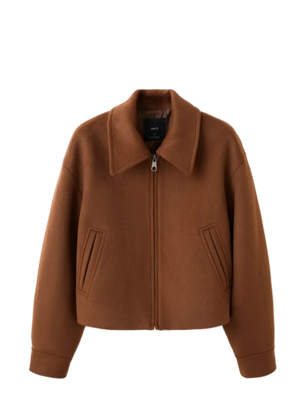 Mango Wool jacket with shirt collar - Mango - MEDIUM BROWN / brown