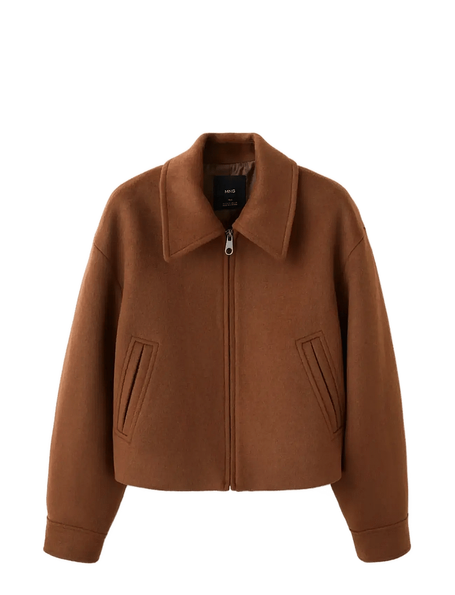 Mango - Wool jacket with shirt collar - uldjakker - medium brown - 1
