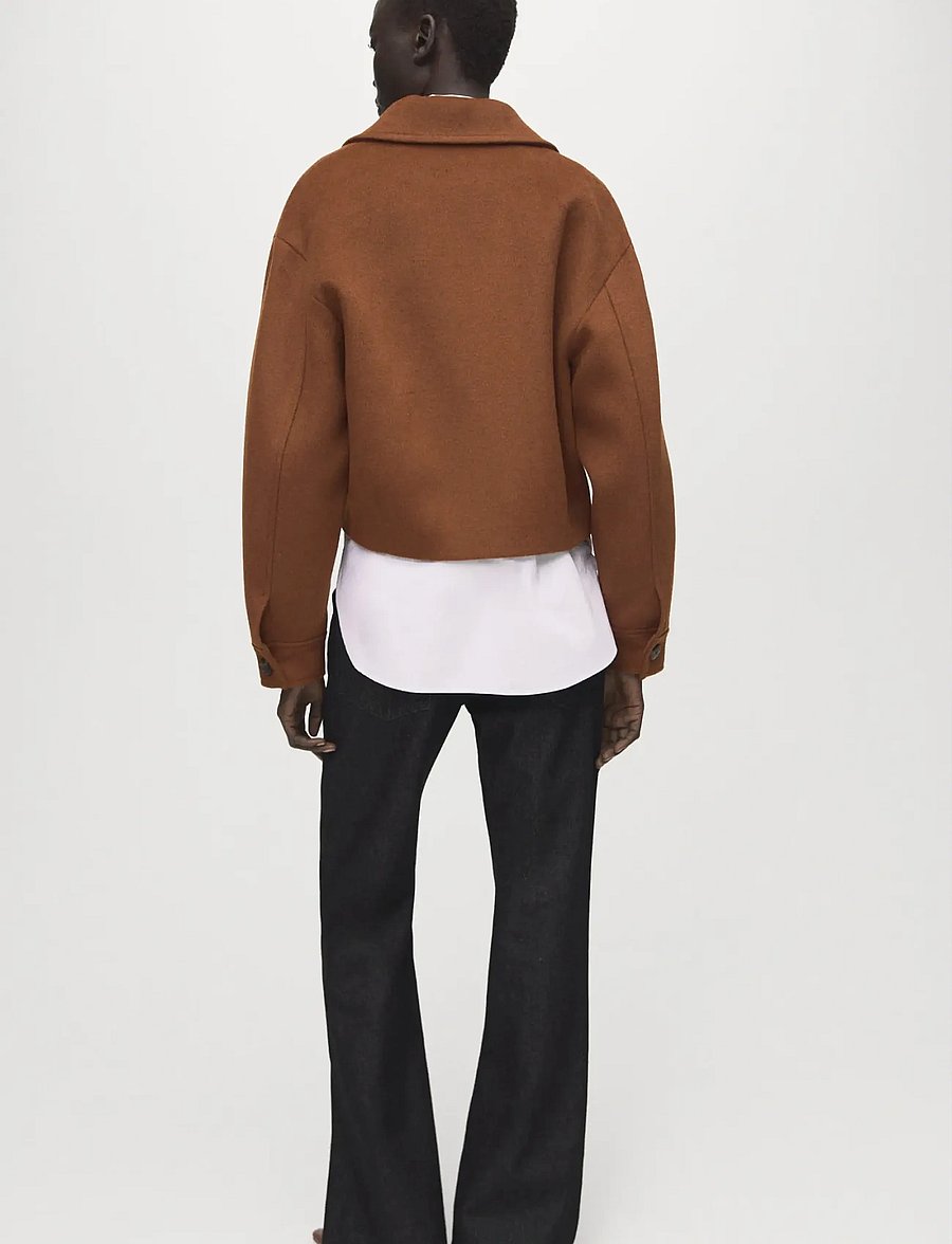 Mango - Wool jacket with shirt collar - uldjakker - medium brown - 2