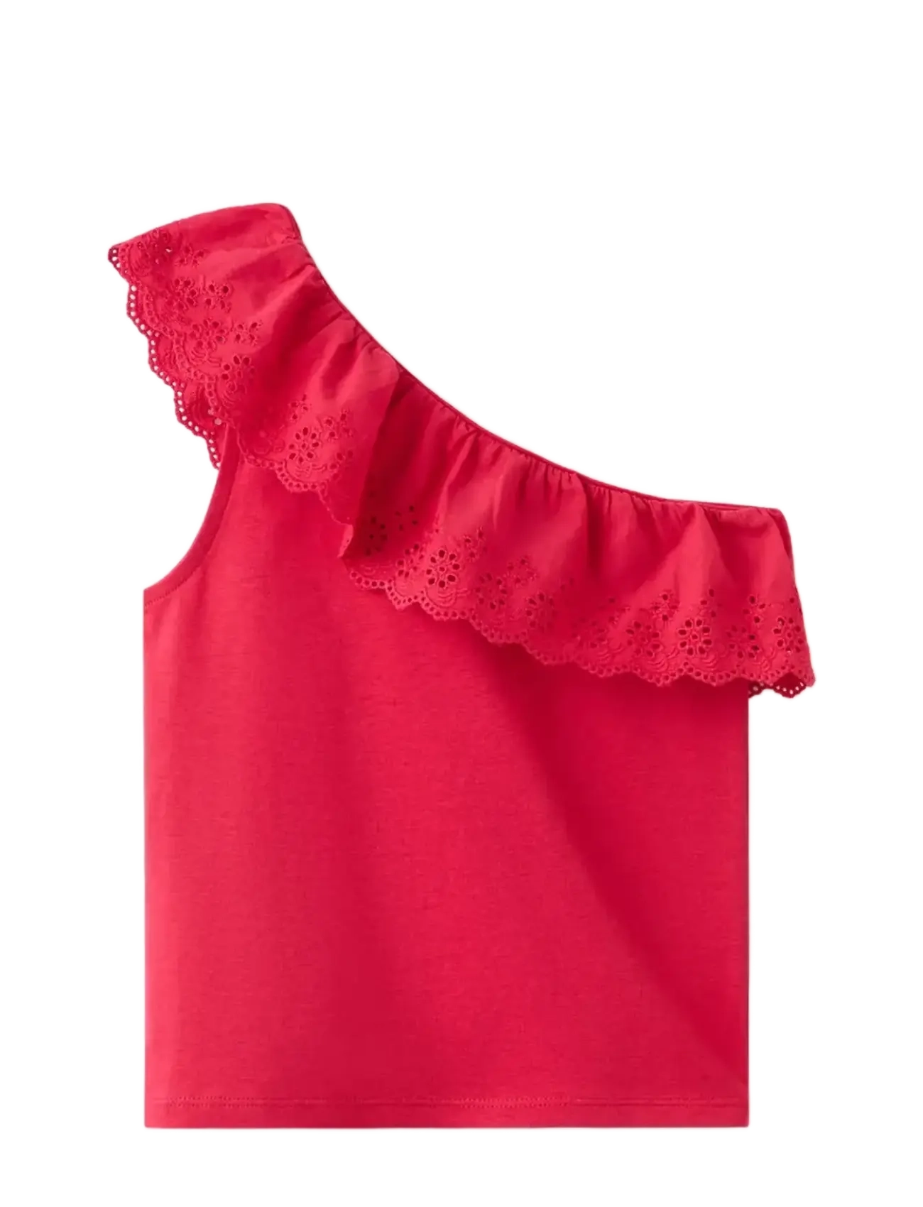 MANGO Ruffled Asymmetric T-Shirt Rot - 11-12 - Kinder