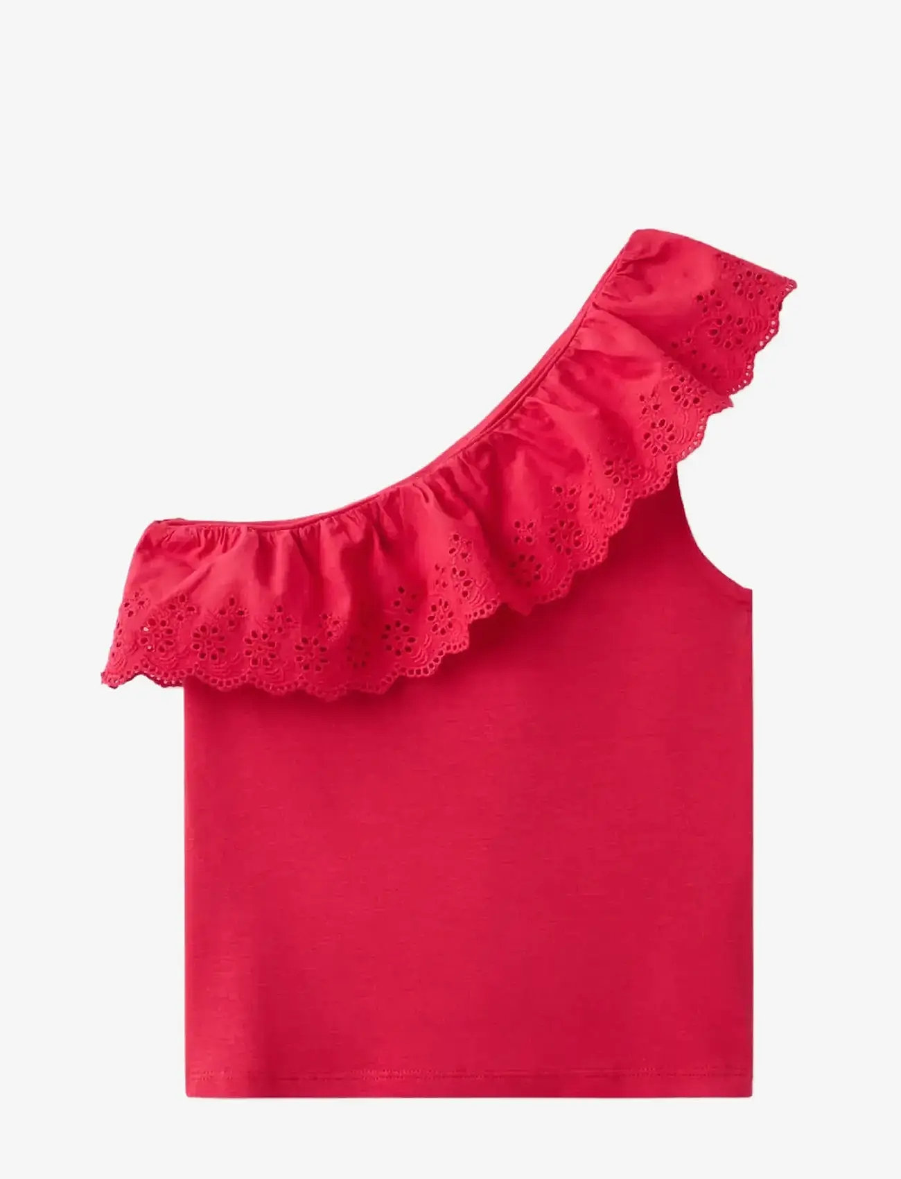 Mango - Ruffled asymmetric T-shirt - Ærmeløs undertrøje - red - 1