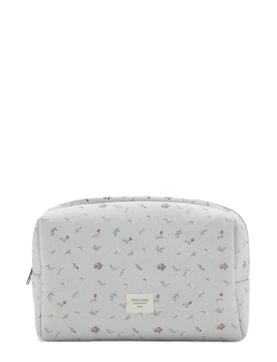 Mango - Floral-print cosmetic bag - bad - grey - 0