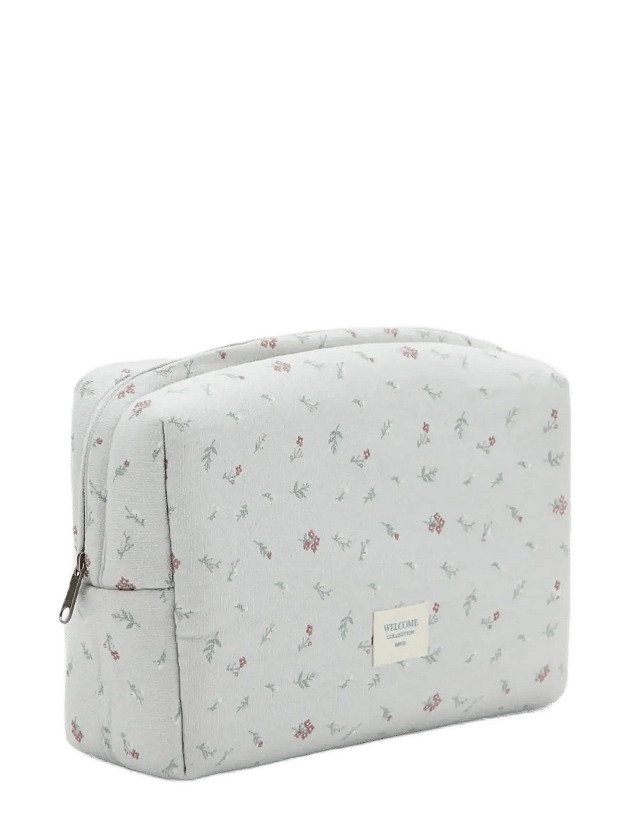 Mango - Floral-print cosmetic bag - bad - grey - 1
