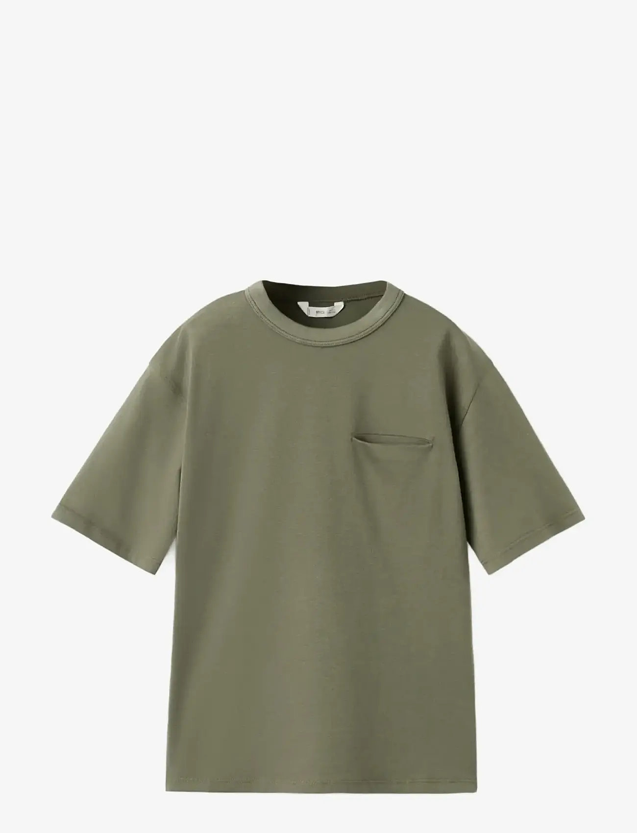 Mango - Cotton T-shirt with pocket detail - kortærmede t-shirts - beige - khaki - 1