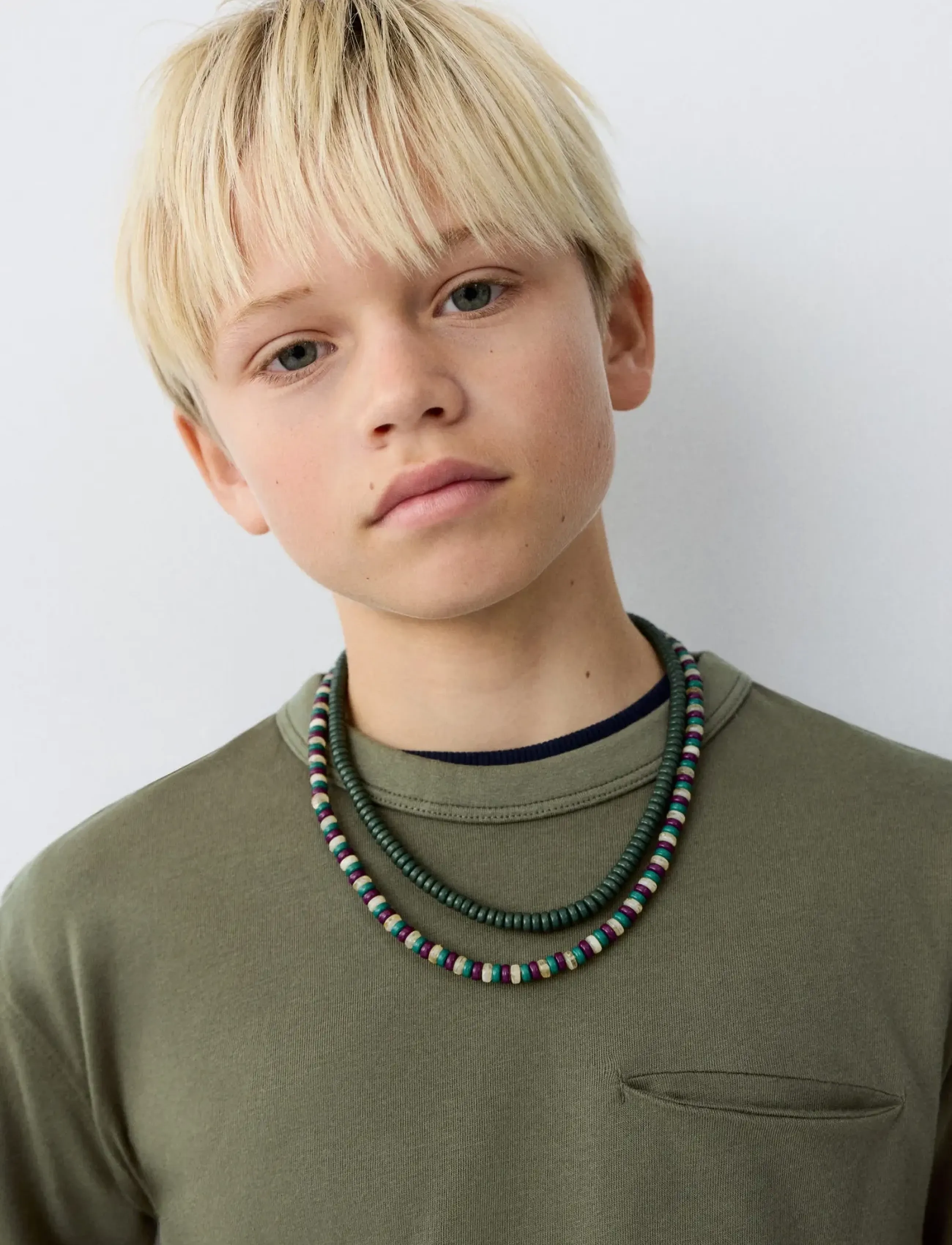 Mango Cotton T-Shirt With Pocket Detail, 9-10, T-shirts, Khakigrün - Short-sleeved, Kinder